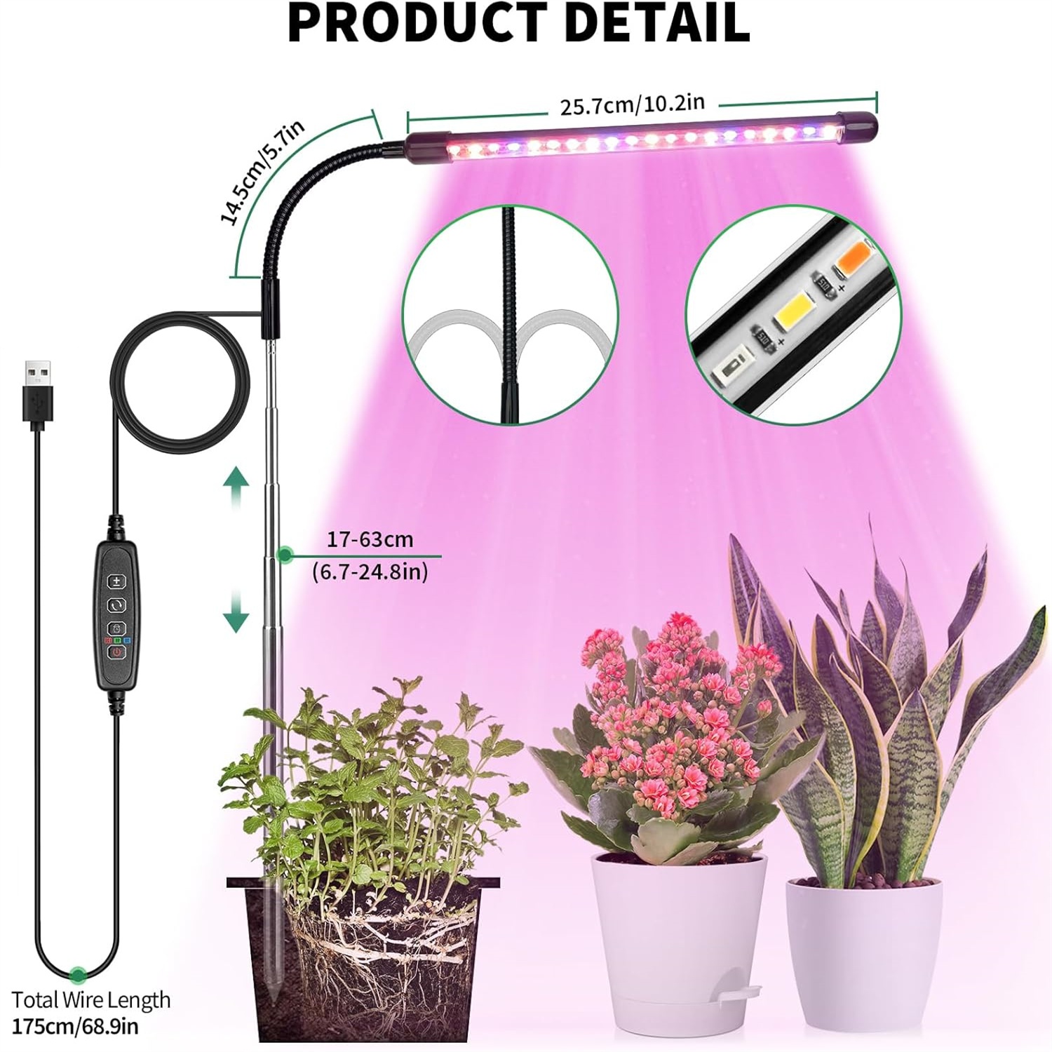 Led Planted Tank Light - 3 색 USB 성장 램프 식물