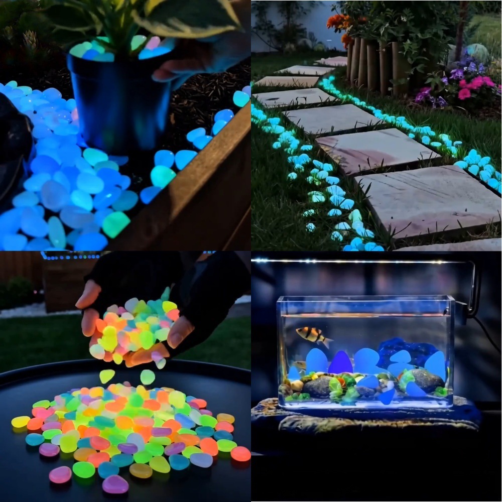 Led Planted Tank Light - 다채로운 야광 조약돌 정원석, 야외 정원