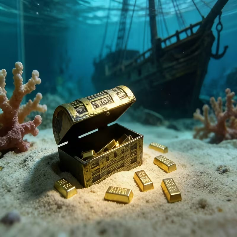 금화와 금괴가 들어있는 미니 해적 보물 상자 세트 -  - Planted Aquarium Models 리뷰 및 가격