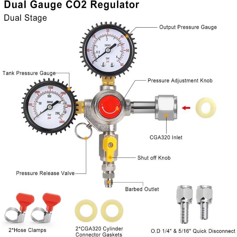 듀얼 게이지 CO2 탱크 레귤레이터 (케저레이터용),  - Co2 Regulator Dual Stage 리뷰 및 가격
