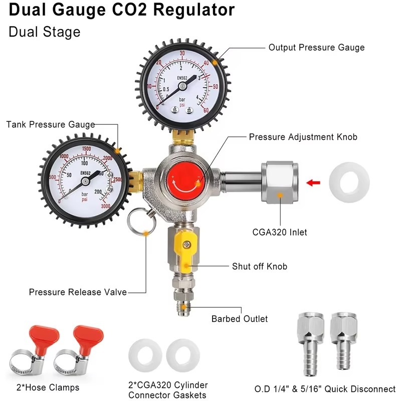 CO2 레귤레이터 생맥주 레귤레이터 60PSI 출력 압 - Co2 Regulator Dual Stage 리뷰 및 가격